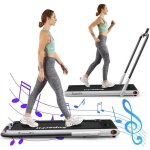Costway tapis de course pliable contr�l� app motoris� 12 km / h ecran led haut - parleur bluetooth moteur ...