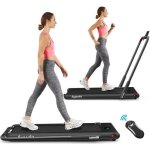 Costway tapis de course pliable contr�l� app motoris� 12 km / h ecran led haut - parleur bluetooth moteur ...