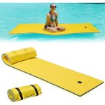 Matelas gonflable piscine tapis flottant en mousse enroulable 210x66cm costway - oreiller int�gr� - 3 ...