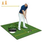 Costway tapis de frappe de golf 152x117x27cm - gazon synthtique - 2 positions de tee - 2 btons dalignement ...