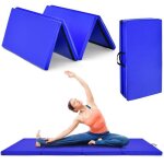 Tapis de gymnastique pliable 240x116x5cm costway - 4 plis en mousse pu - 2 poign�e - attache auto - agrippante ...