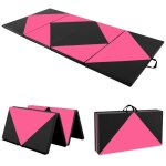 Costway tapis de gymnastique pliable 240 x 117 x 5 cm 4 plis housse amovible en cuir pu avec attaches ...