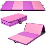 Costway tapis de gymnastique pliable 240x120x5cm tapis de yoga portable avec 2 poign�es de transport ...