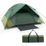 Costway tente de camping portable 2 personnes 216 x 156 x 116 cm - tapis de sol - double toit amovible ...