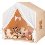 Costway tente de jeu pour 3 - 4 enfants 131 x 91 x 131 cm tapis souple en coton intrieur - extrieur ...
