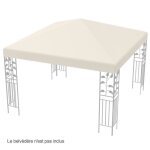 Costway toile de rechange pour pavillon 3m x 3m en polyester impermable avec trous de drainage attaches ...
