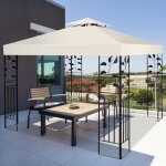 Costway toile de rechange en polyester imprmable de jardin pour pavillon tonnelle 3 x 3 m tente beige ...