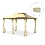 Costway tonnelle barnum pergola 39 x 29 x 27 m - toiles moustiquaires amovibles - 6 parois - double toit ...