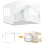Costway tonnelle de jardin chapiteau 3x3m - 4 parois amovibles - en tissu pe impermable - 2 fentres ...