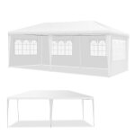 Costway tonnelle de jardin impermable 3x6m - 4 parois amovibles - fentre transparente - 2 entres de ...