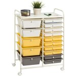 Costway tour de rangement  roulettes - 15 tiroirs amovibles 63 x 37 x 87 cm format a4 et lettre de couleur ...