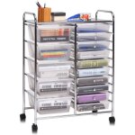 Costway tour de rangement  roulettes - 15 tiroirs amovibles 63 x 37 x 87 cm format a4 et lettre de couleur ...