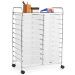 Costway tour de rangement  roulettes - 20 tiroirs amovibles 64 x 39 x 88 cm format a4 et lettre transparent ...