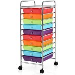 Costway tour de rangement roulettes - 10 tiroirs 325 x 37 x 86 cm format a4 et lettre de couleur arc ...