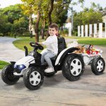 Costway tracteur electrique 12v 7ah - tlcommande 2. 4g 3 - 8 km / hremorque dtachable mp3 port usb ...