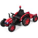Costway tracteur electrique 12v 7ah - tlcommande 2. 4g 3 - 8 km / hremorque dtachable mp3 port usb ...