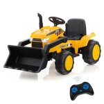 Costway tracteur electrique 12v / 7ah tractopelle pour enfants t�l�commande 24g d�marrage progressif ...