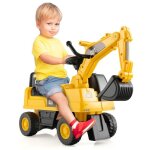 Costway tracteur pour enfant jouet pelle avec seau rotatif roues anti - drapantes bouton klaxon stockage ...