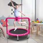 Costway trampoline enfants pliable �92cm housse de s�curit� matelass�epoign�e recouverte 30 cordes elastiques ...