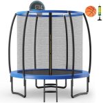 Trampoline ext�rieur � 244m costway - filet de protectionpanier de basketcoussin de s�curit�echelle 2 ...