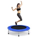 Costway trampoline de fitness pliable enfant �955cm charge max 150kg avec 32 ressorts avec boucle housse ...
