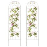Costway treillis de jardin en m�tal lot de 2 180x50cm - 3 en 1 support de plantes - motif el�gant - plantes ...