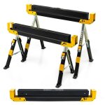 Trteaux pliants paire costway - charge 1180kg - 615 - 827cm - fentes de support latrales - hauteur ...