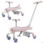 Costway tricycle pour enfants avec putter roue lumineuse panier repose - pieds pliables poign�es r�glables ...