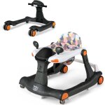 Costway trotteur bb pliable musical 2 en 1 hauteur et vitesse rglables effet sonore avec lumires ...