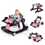 Costway trotteur bb pliable musical 4 en 1 apparence de voiture pousseur hauteur et vitesse rglables ...