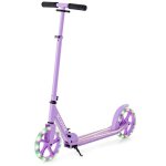 Costway trottinette enfants 2 roues pliable - led clignotantes - 3 hauteurs ajustables - plateau en aluminium ...