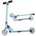 Costway trottinette enfant pliable 2 roues led clignotantes hauteur ajustable charge 70kg enfant de 4 ...
