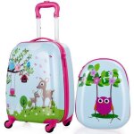 Costway valise enfant 16et sac  dos 12 pour enfants set bagage enfant trolley  roulette bleu claire ...