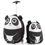 Costway valise enfant  roulettes 16?? + sac  dos 12?? ensemble de bagage enfants avec motif panda voyages ...
