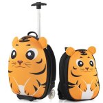 Costway valise enfant  roulettes 16?? + sac  dos 12?? ensemble de bagage enfants avec motif tigre voyages ...