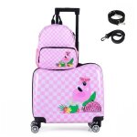 Costway valise enfants � roulettes 18? - sac � dos 12? - roues imperm�able corde pour tirer et sangle ...