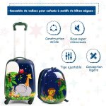 Costway valise trolley pour enfants  roulettes 16 + sac  dos 12 ensemble de bagage en rose avec motif ...