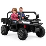 Costway voiture �lectrique 2 places enfant 12v 2 moteurs avec t�l�commande 24 g 3 - 8 km / h charge 50kg ...
