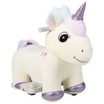 Costway voiture electrique enfant en peluche licorne avec musique pdale latrale & guidon antidrapant ...
