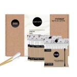 Coton tige - format boite au lettre - 500 biodgradable - batonnet bambou solide - tte coton doux