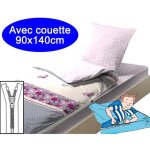 Kit de couchage - caradou - bleu calin - 90x140 cm - housse zippe - motif city