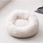 Couchage panier pour chien chat corbeille coussin rond hiver en peluche lit animal 40cm beige