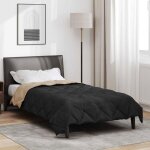 Couette (4 saisons) - vidaxl - duvet complet - noir et taupe - microfibre - 200 x 135 cm