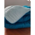 Couette bicolore bleu p�trole / bleu clair - 2 personnes - mi saison - mortreux