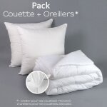 Couette blanche 220 x 240 cm + 2 oreillers 60 x 60 cm (2 personnes) 450 gr / m² fabrication française ... Couette blanche 220 x 240 cm + 2 oreillers 60 x 60 cm (2 personnes) 450 gr / m² fabrication française ...