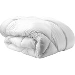 Couette blanche microfibre 220x240 cm - anti - acariens - 350 grs / m2 - interieur fibres creuses siliconne ...