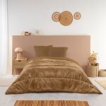 Couette chaude r�versible velours uni moka 200x200cm pour lit 1 - 2 places - �dredon 300g / m� fabriqu� ...