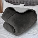 Couette doublée polaire microfibre 220x240 cm bicolore gris et anthracite par soleil docre Couette doublée polaire microfibre 220x240 cm bicolore gris et anthracite par soleil docre