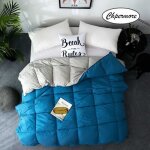 Couette h�tel en duvet doie blanche / canard 100% coton - 220x240cm - bleu - chaude