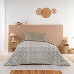 Couette imprim�e chaude othon 240x260cm - �dredon 350g / m� microfibre fabriqu� en france - beige ros� ...